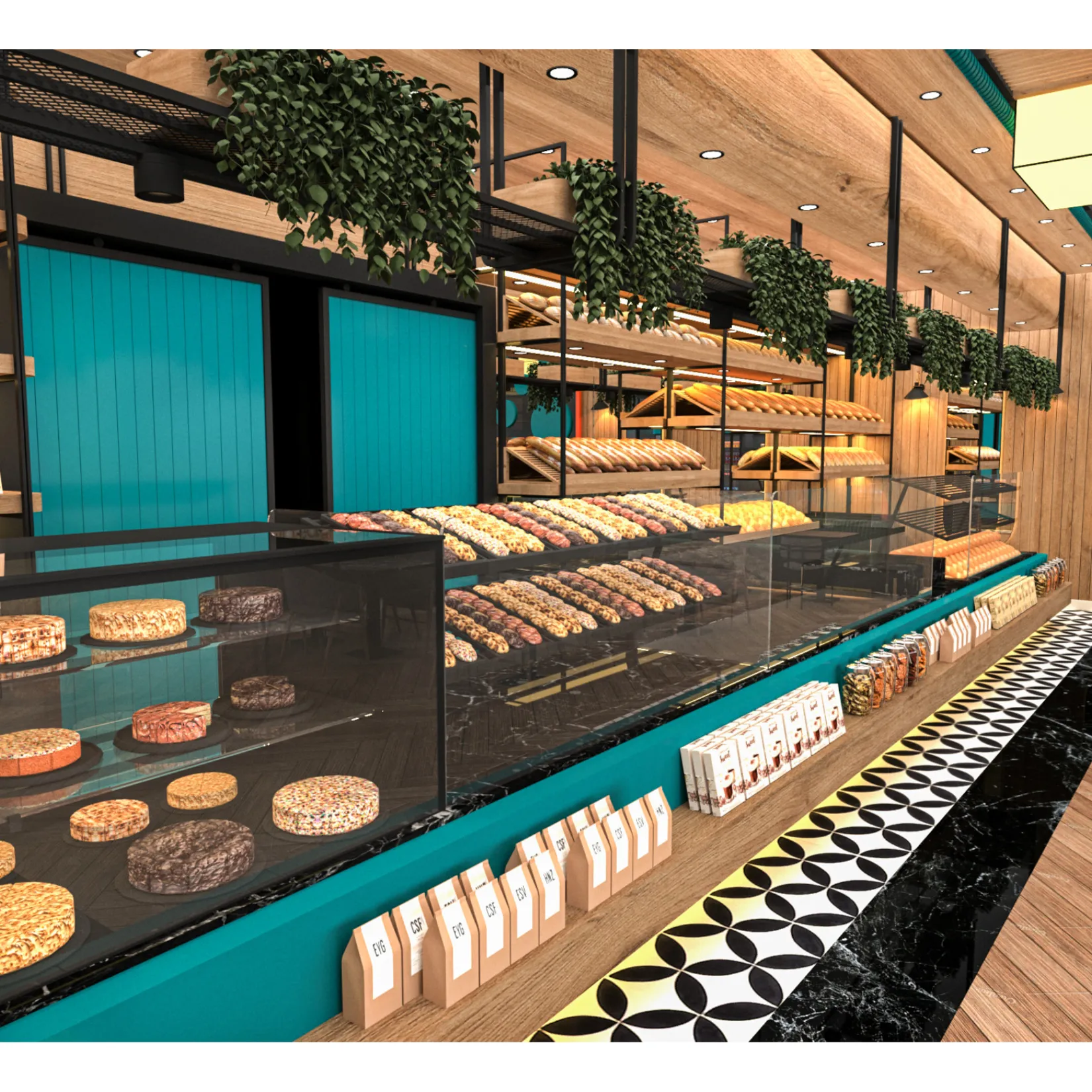 Modern Pastane ve Fırın İç Mekan & Reyon Tasarımları